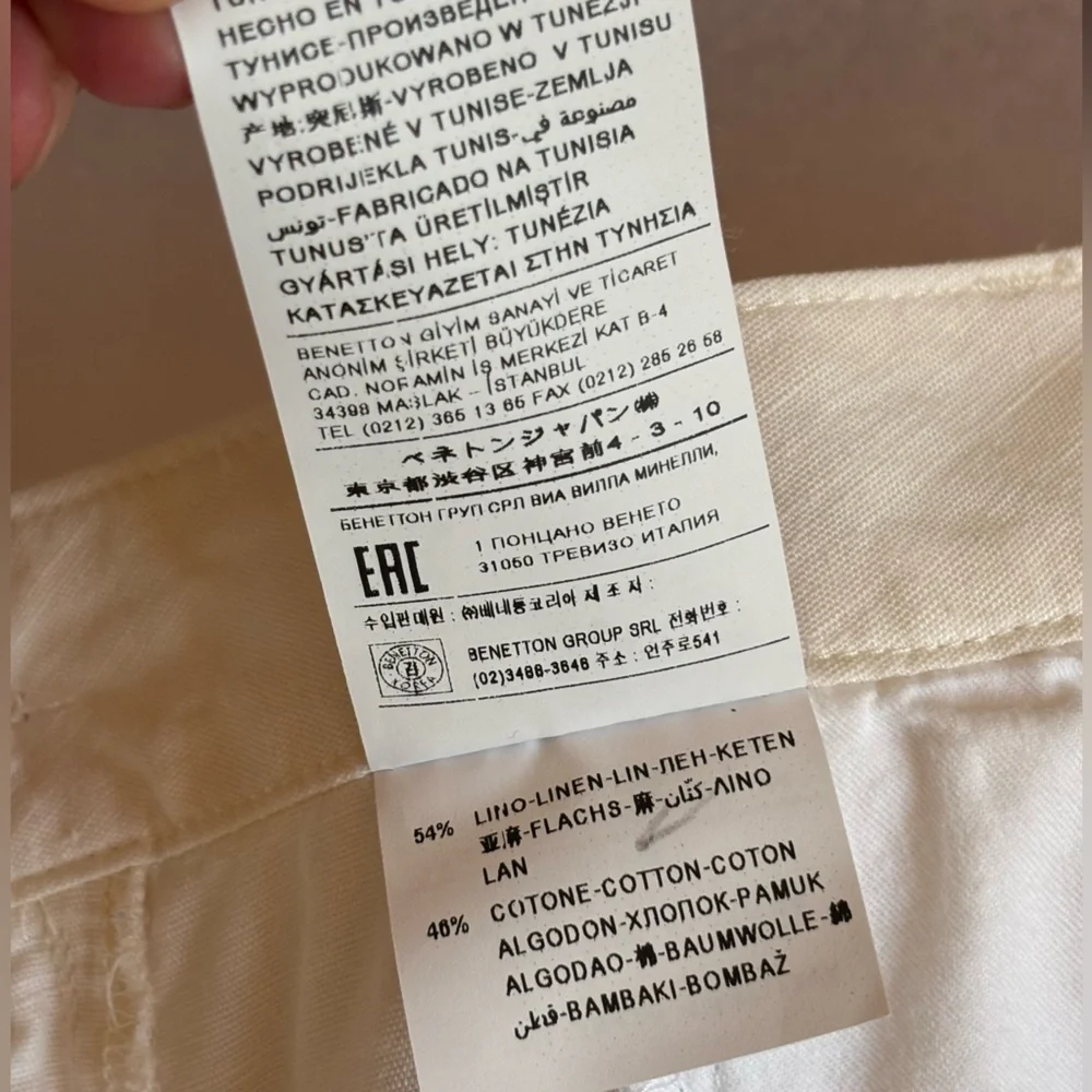 STILE BENETTON Linen Shorts White Cream Khaki Italy Bermuda ‎ Normcore Women 8